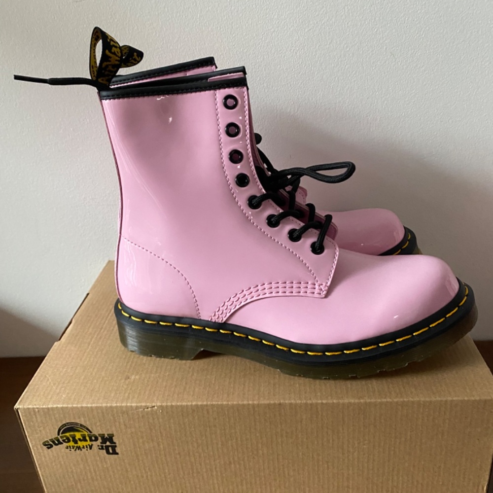 Dr. Martens Pink Patent 8-Eye Combat Boots - Picture 6 of 11